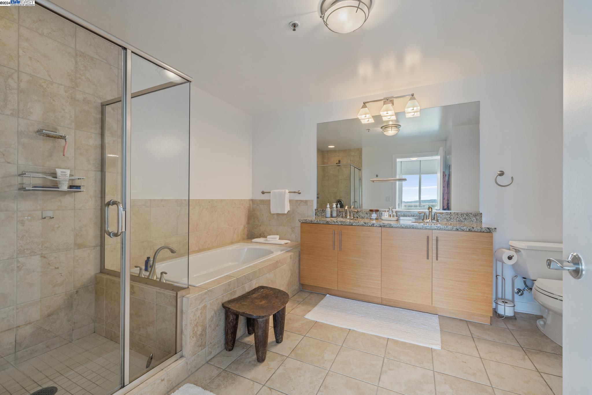222 Broadway, Unit 1106 Oakland, CA 94607 - Photo 13 of 22 a bathroom with a tub a sink and mirrors