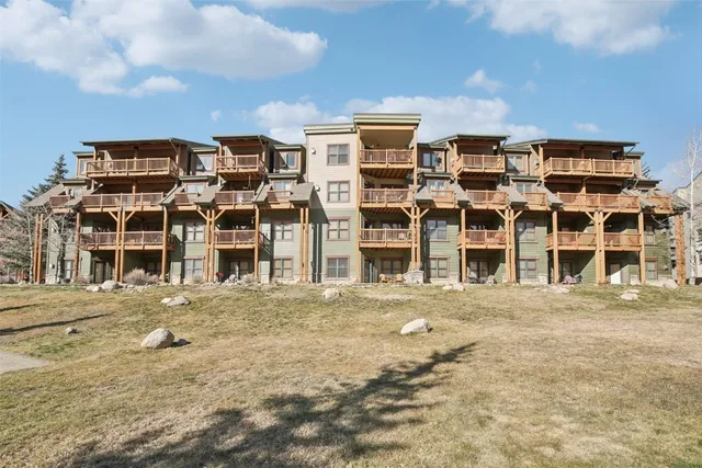 a front view of a building with a street