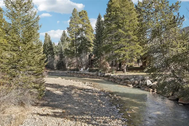 a living room with furniture a fireplace a rug and a large window