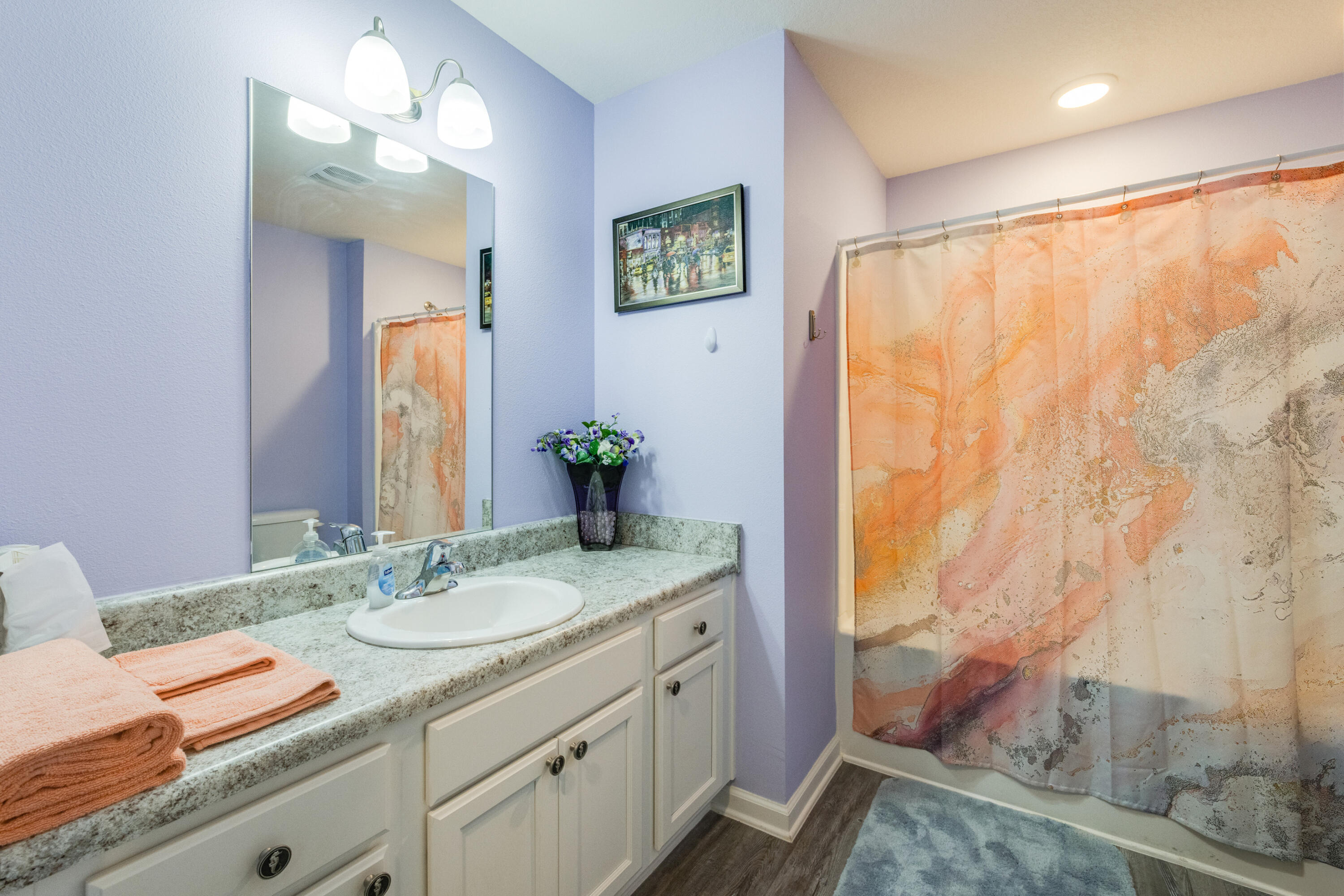 340 Merlin Court Crestview, FL 32539 - Photo 37 of 63 a bathroom with a granite countertop sink and a mirror