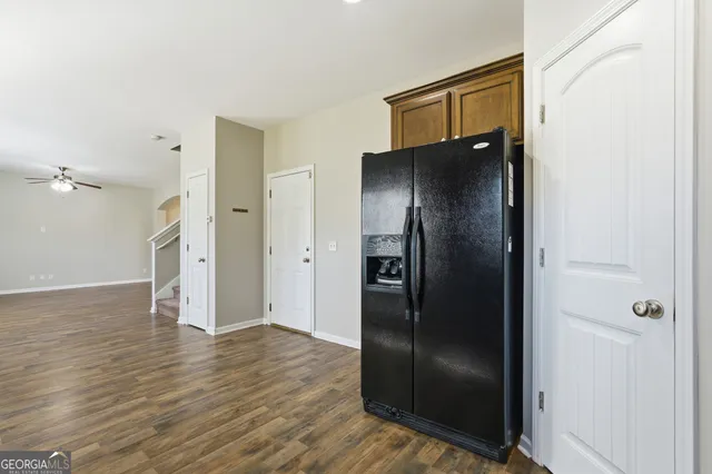 a view of elevator with wooden floor