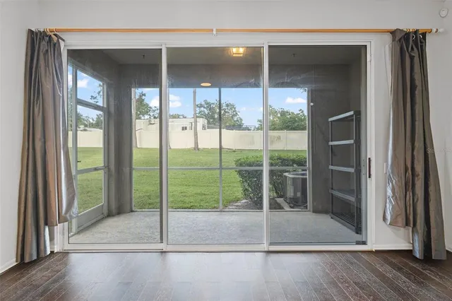a view of swimming pool from a balcony