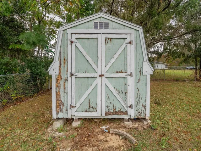 a view of a wooden door