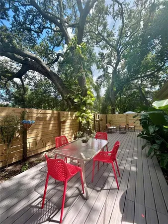 a view of deck with seating space
