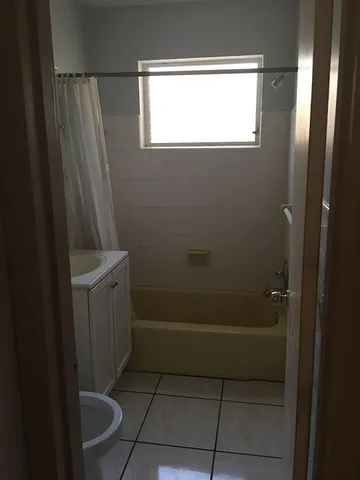 a bathroom with a bathtub
