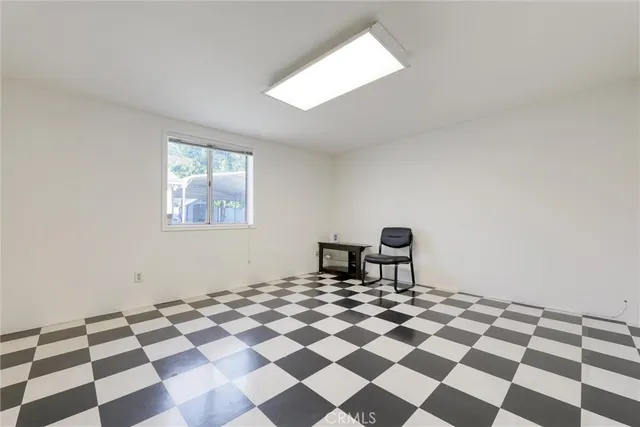 a black and white checkered floor
