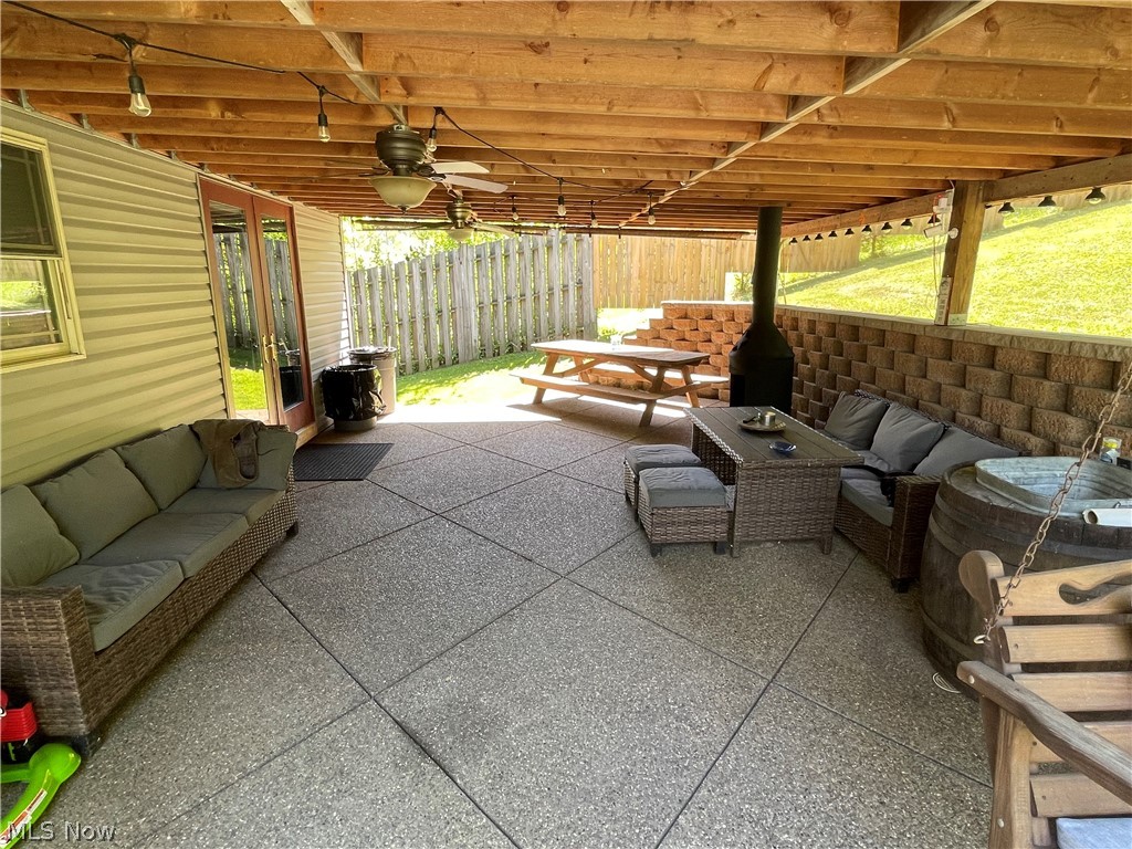 54544 Mt Victory Road Powhatan Point, OH 43942 - Photo 36 of 43 View of patio with an outdoor hangout area and ceiling fan