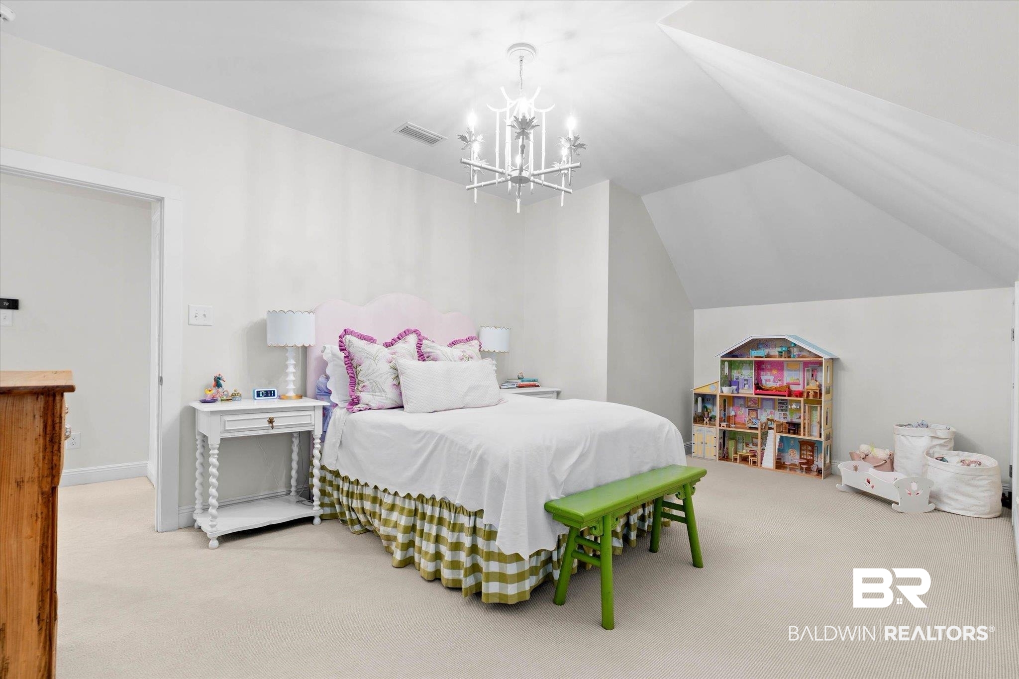 3813 Austill Lane Mobile, AL 36608 - Photo 19 of 37 Spacious bedroom featuring light-colored carpeting and an angled ceiling