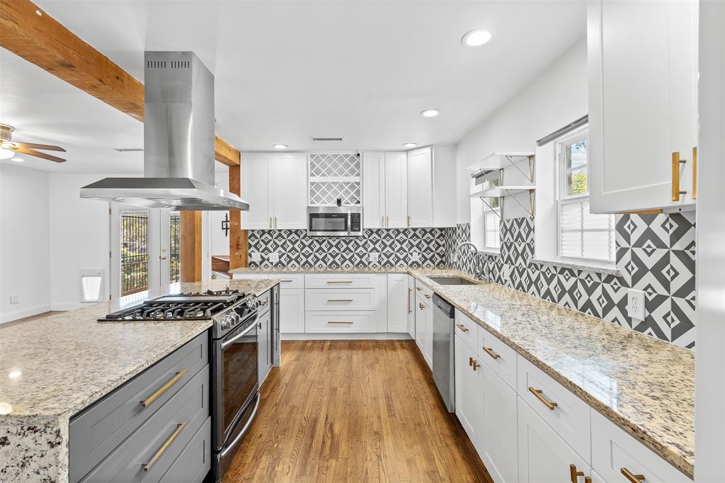 1902 Norfolk Avenue Dallas, TX 75203 - Photo 23 of 40 a kitchen with stainless steel appliances granite countertop a stove and a sink