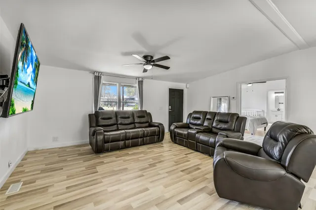 a living room with furniture