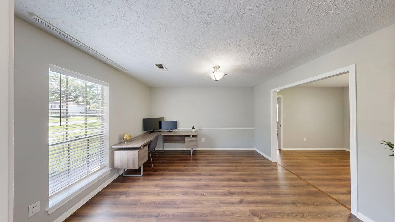 619 Cotter Drive Spring, TX 77373 - Photo 27 of 50 a view of empty room with wooden floor and fan