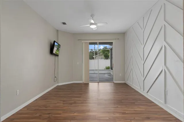 a view of a room with racks on the wall