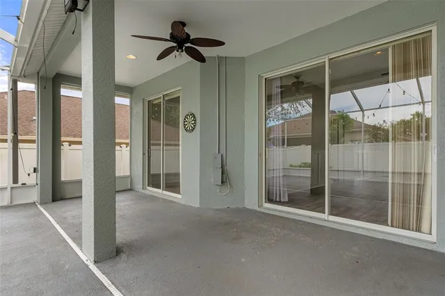 a view of a park with swings and slides