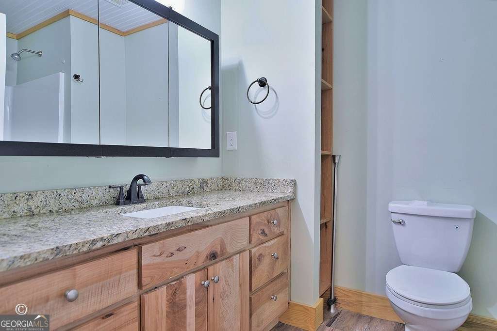 3175 Salem Road Pine Mountain, GA 31822 - Photo 29 of 41 a bathroom with a granite countertop toilet sink and mirror