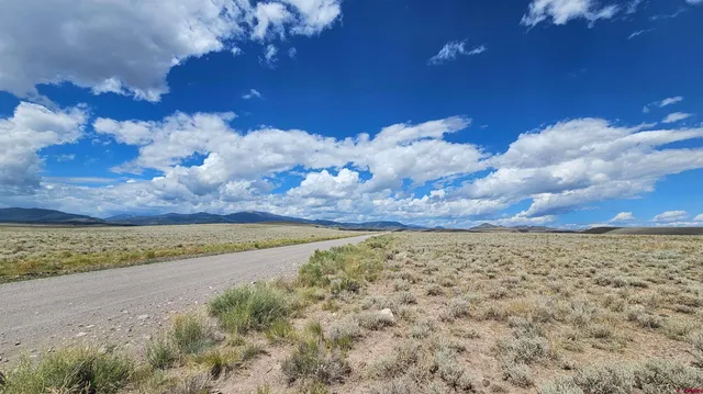 a view of a yard with an ocean