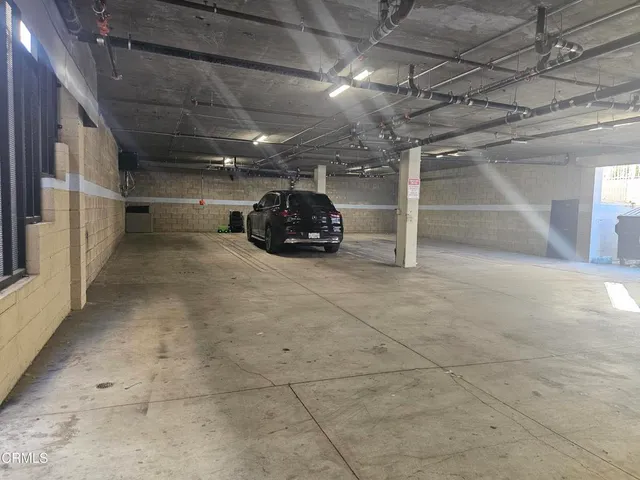 a car parked in a garage