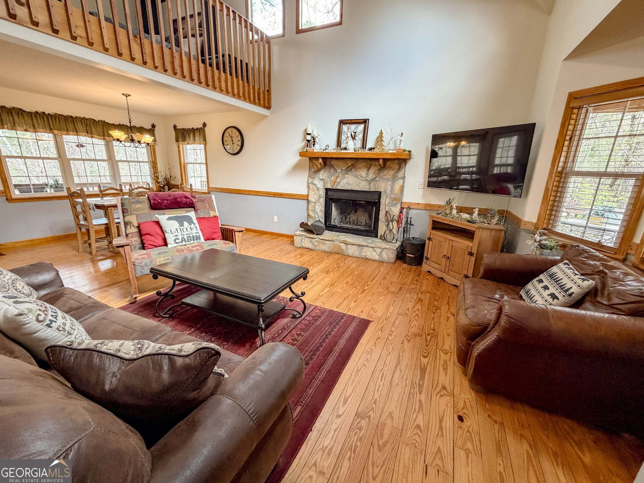 703 Zeppelin Strasse Helen, GA 30545 - Photo 6 of 28 a living room with furniture and a fireplace