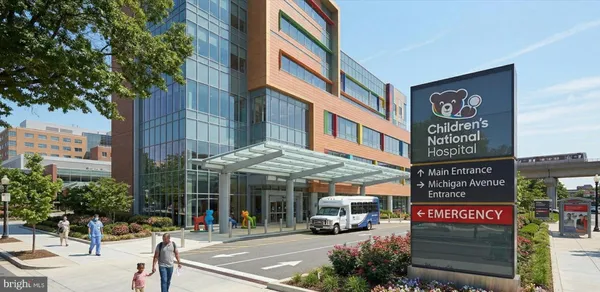 a view of a building with a sign broad