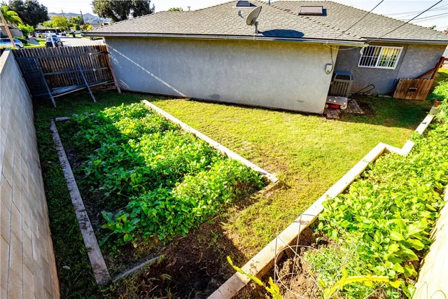 a view of a backyard with plants