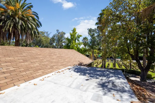 a view of a swimming pool with an outdoor space