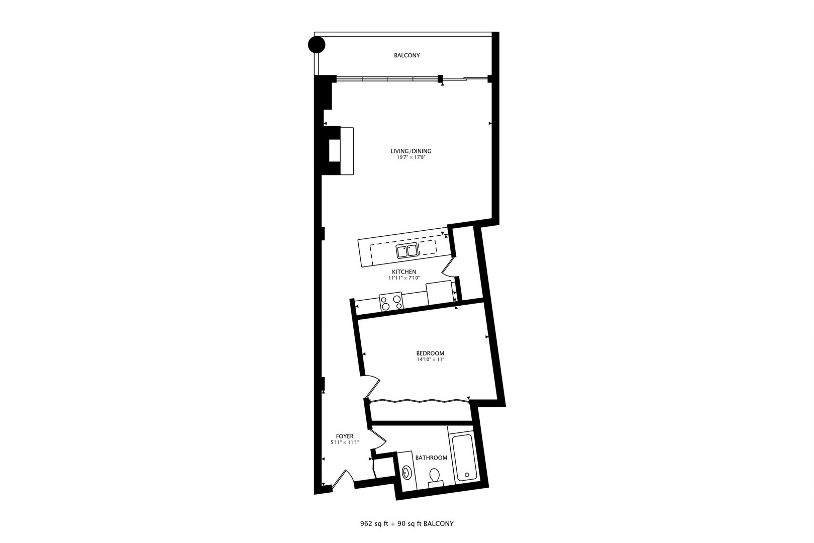 950 West Erie Street, Unit 602 Chicago, IL 60642 - Photo 18 of 18 a picture of a floor plan