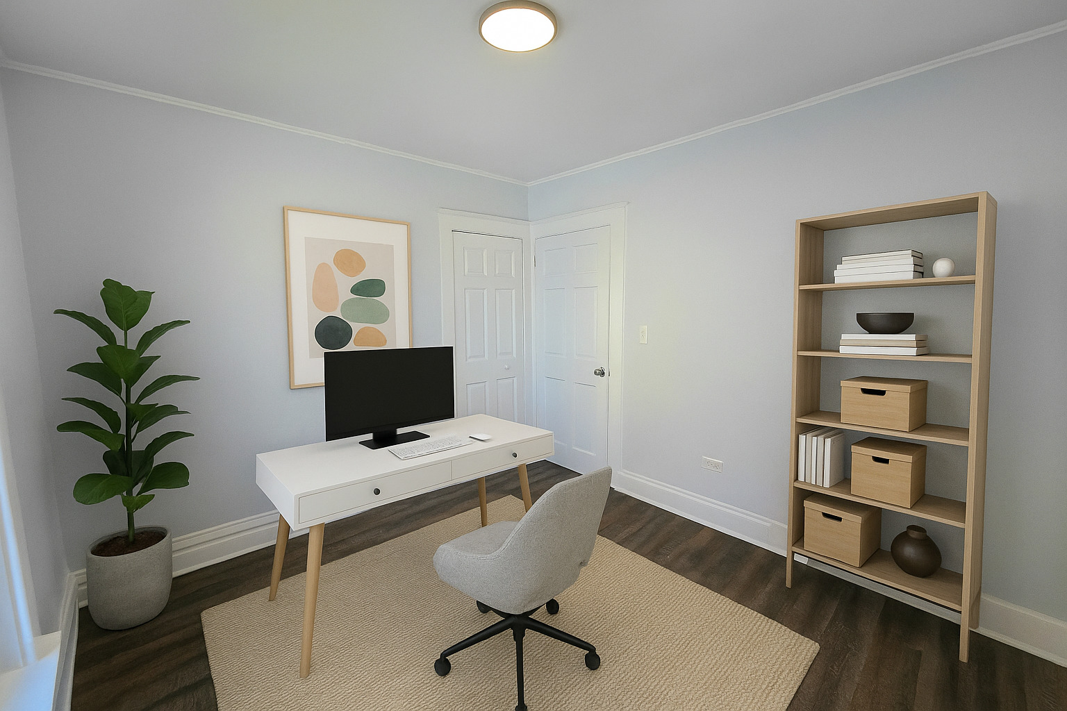 328 Rosewood Avenue Aurora, IL 60505 - Photo 13 of 24 a workspace with furniture and a potted plant