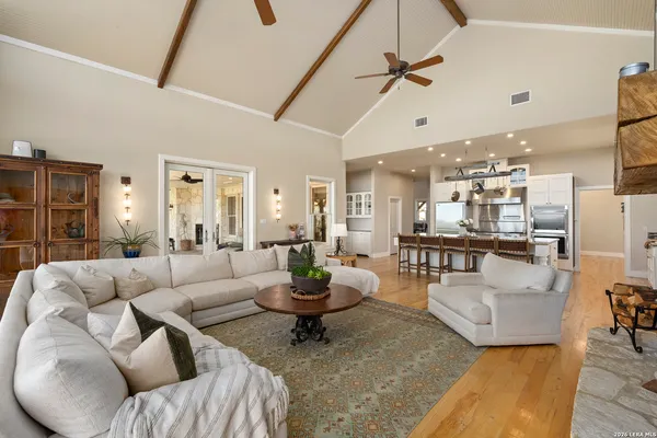 a living room with furniture