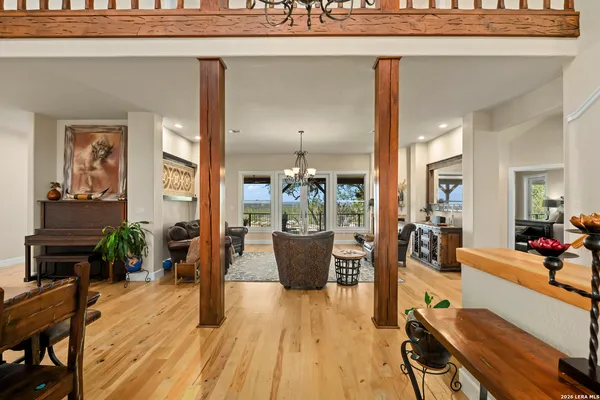 a view of a living room and dining room