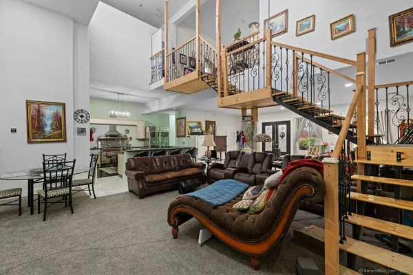 a living room with furniture