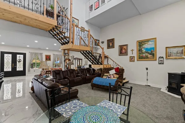 a living room with furniture