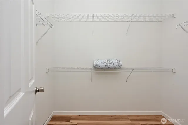 a view of small space with racks on the wall