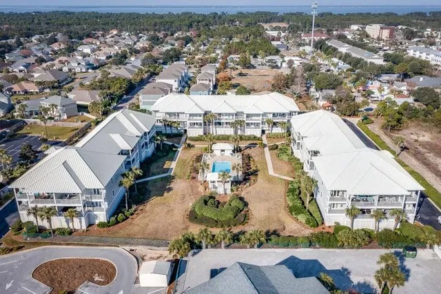 a view of a city with an ocean view