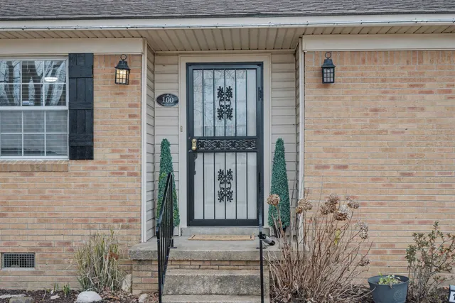 a front view of a house with a window