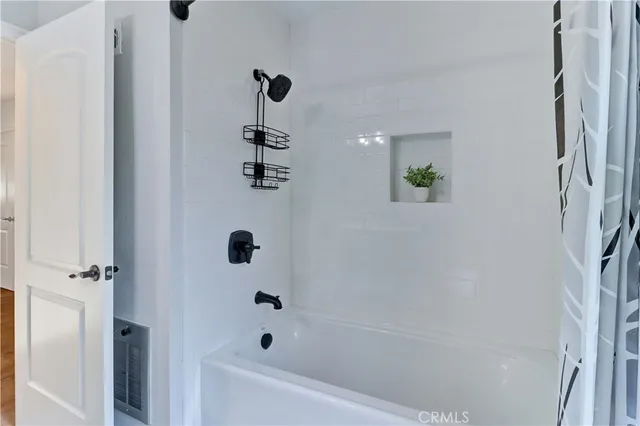 a bathroom with a bathtub