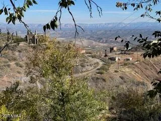 a view of a yard with wooden fence