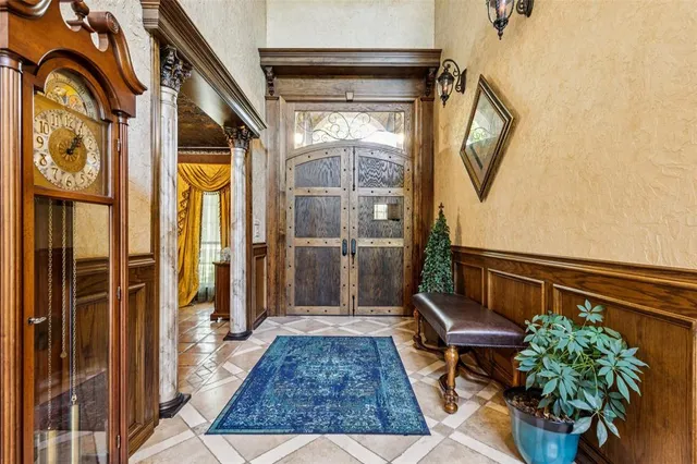 a view of balcony with furniture