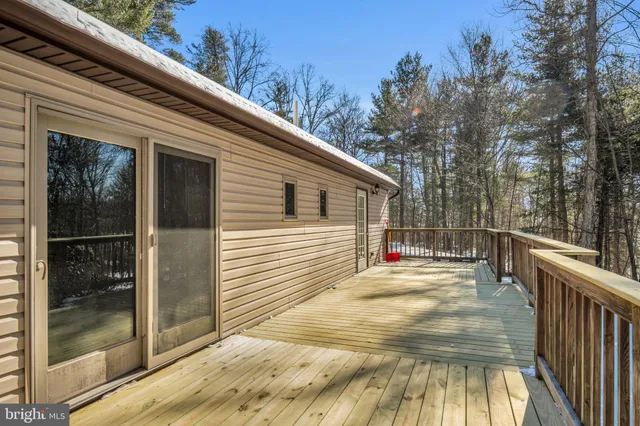 a view of a terrace with trees