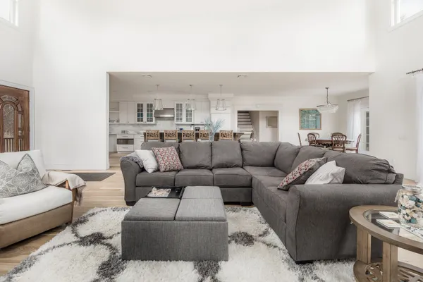 a living room with furniture and a couch