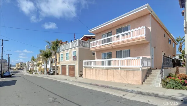 a view of a building with a street