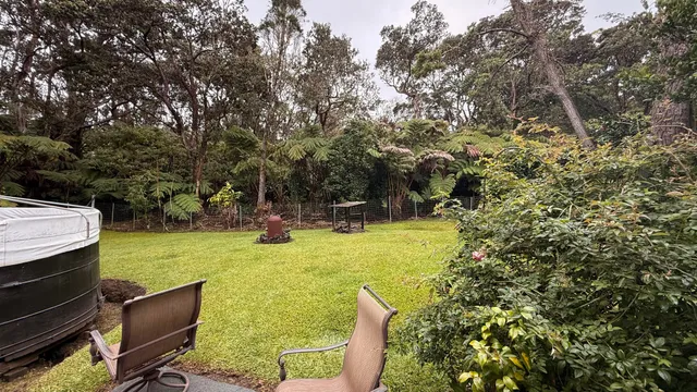 a swimming pool with some trees and the trees