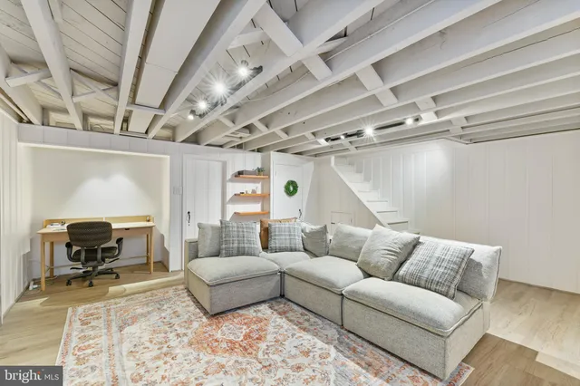 a living room with furniture