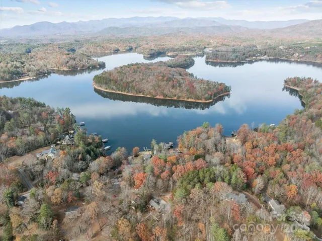 a view of lake and mountain