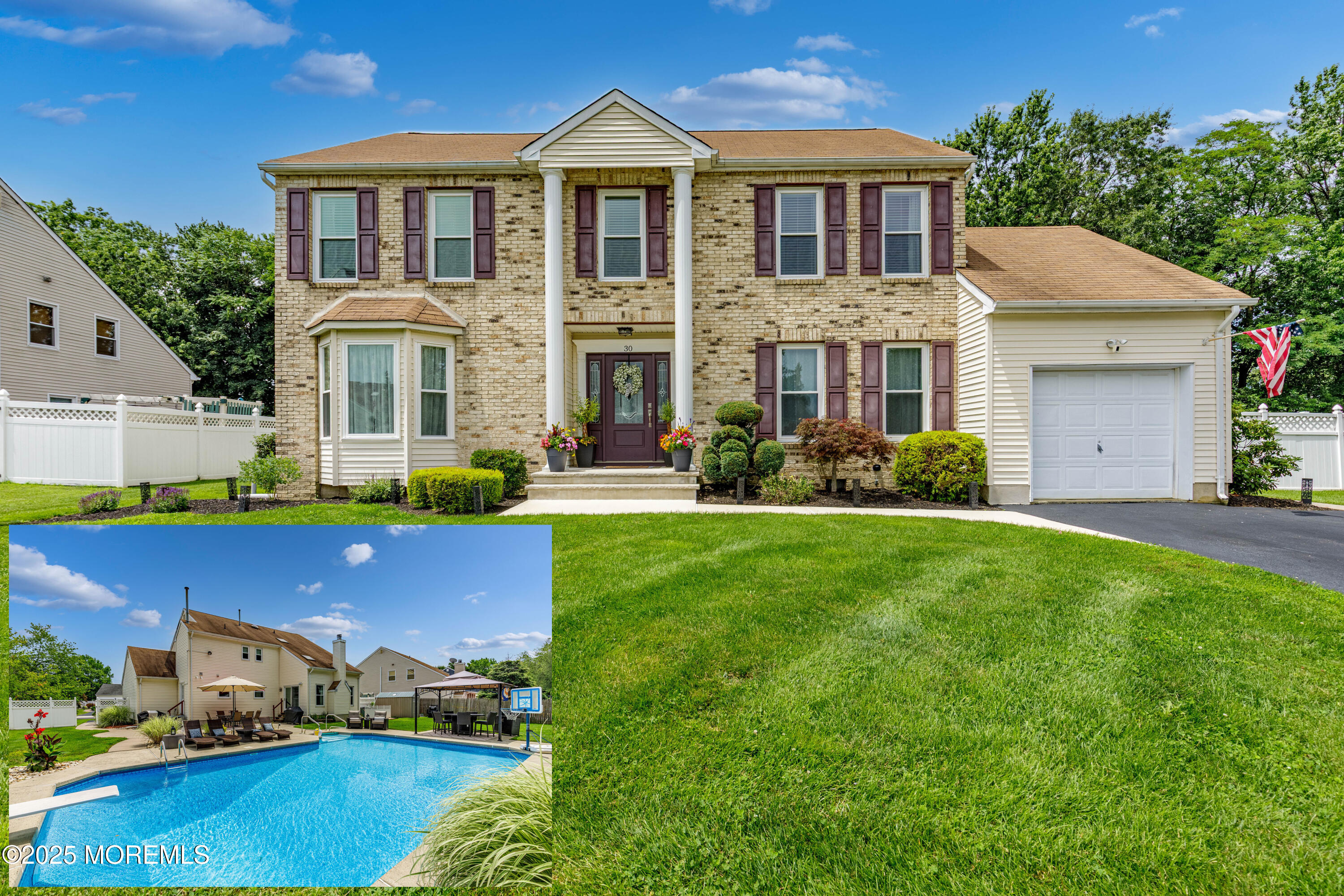 30 Daniel Drive Hazlet, NJ 07730 - Photo 1 of 4 a front view of a house with garden and swimming pool