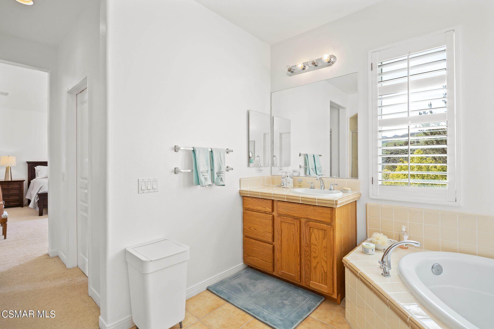 388 Woodland Road Simi Valley, CA 93065 - Photo 30 of 62 a bathroom with a tub sink and mirror