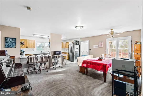 a bedroom with a bed and furniture