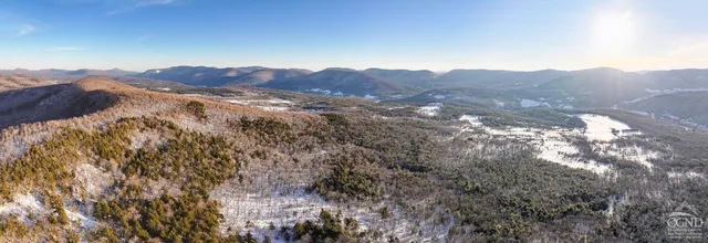 a view of an aerial view of residential houses and mountain view
