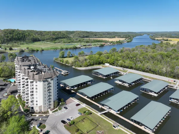 an aerial view of a house with a garden