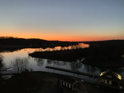 a view of lake from balcony