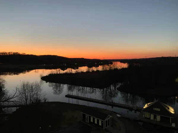 a view of lake from balcony