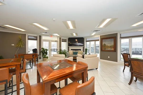 a garage with furniture